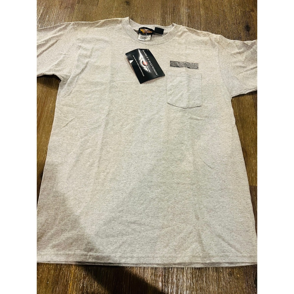 Vintage NWT Harley-Davidson 100th Anniversary Juneau Ave Pocket T-Shirt Grey